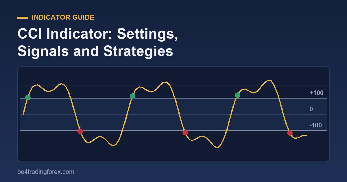 CCI indicator with +100 and -100 levels and breakout signals