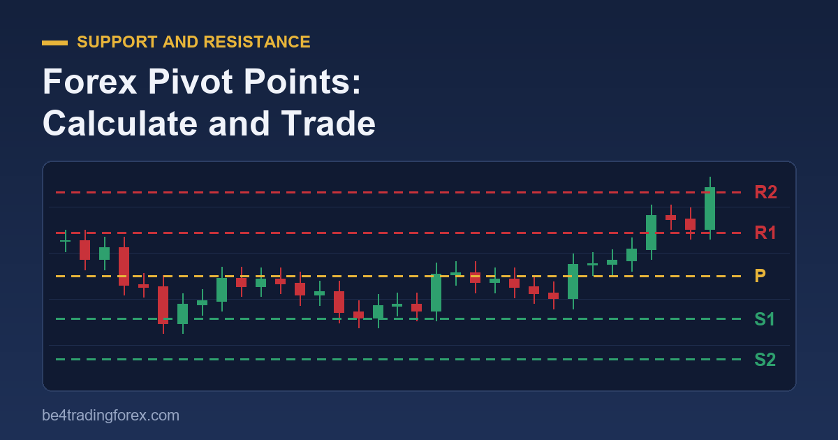 Forex pivot points chart showing pivot, support and resistance levels